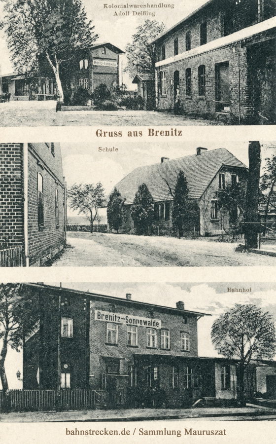 Brenitz, Kolonialwarenhandlung, Schule,Bahnhof Benitz-Sonnenwalde ca. 1920